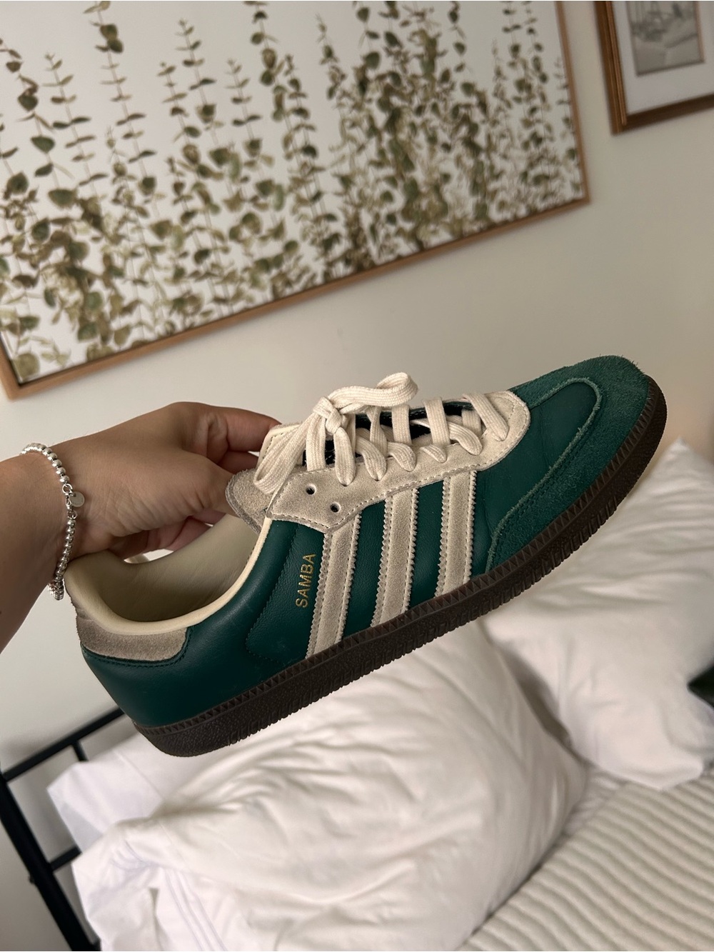 adidas Samba Sneaker in Green and Cream - Picture 3 of 8